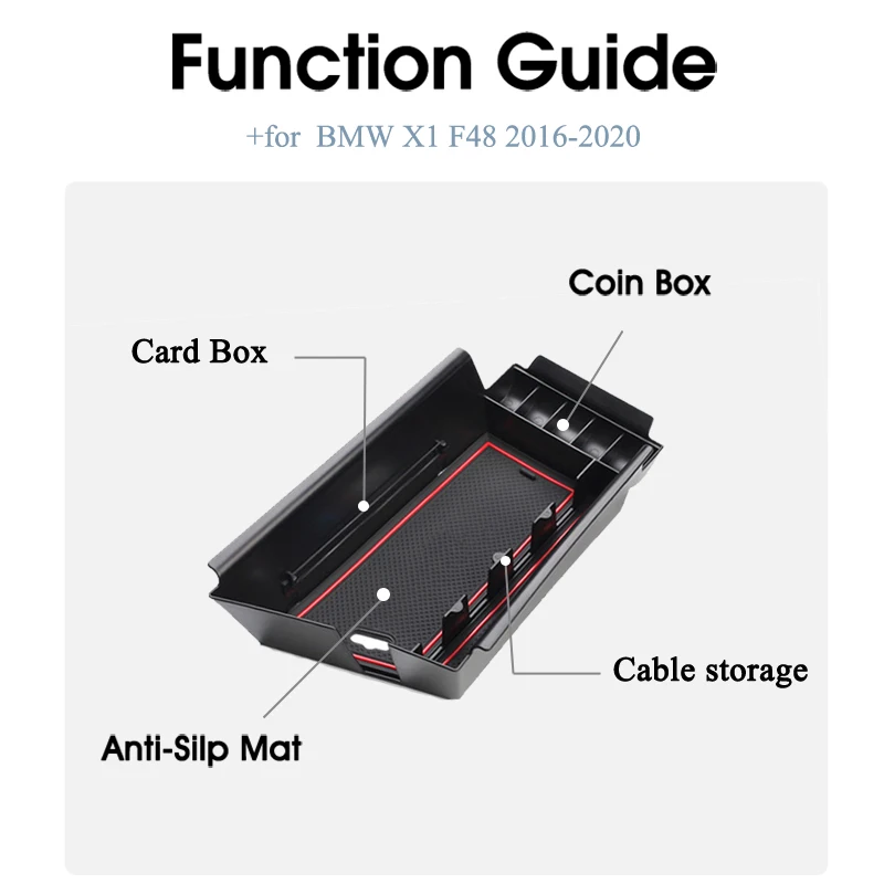 Автомобильный Органайзер, аксессуары для BMW X1, F48,,,,,, подлокотник, ящик для хранения, для хранения, для уборки, X1M, M, мощность, LHD, только монета