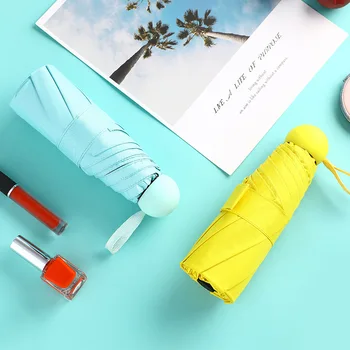 

New Ultra Light Mini Five-fold Umbrella Sunscreen Folding Sunny Umbrella Parasol Dual-use Pocket Umbrella Manual Control