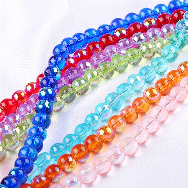 Fancy Coated Glass Beads Metallic Colorful Shine 4mm 6mm Round