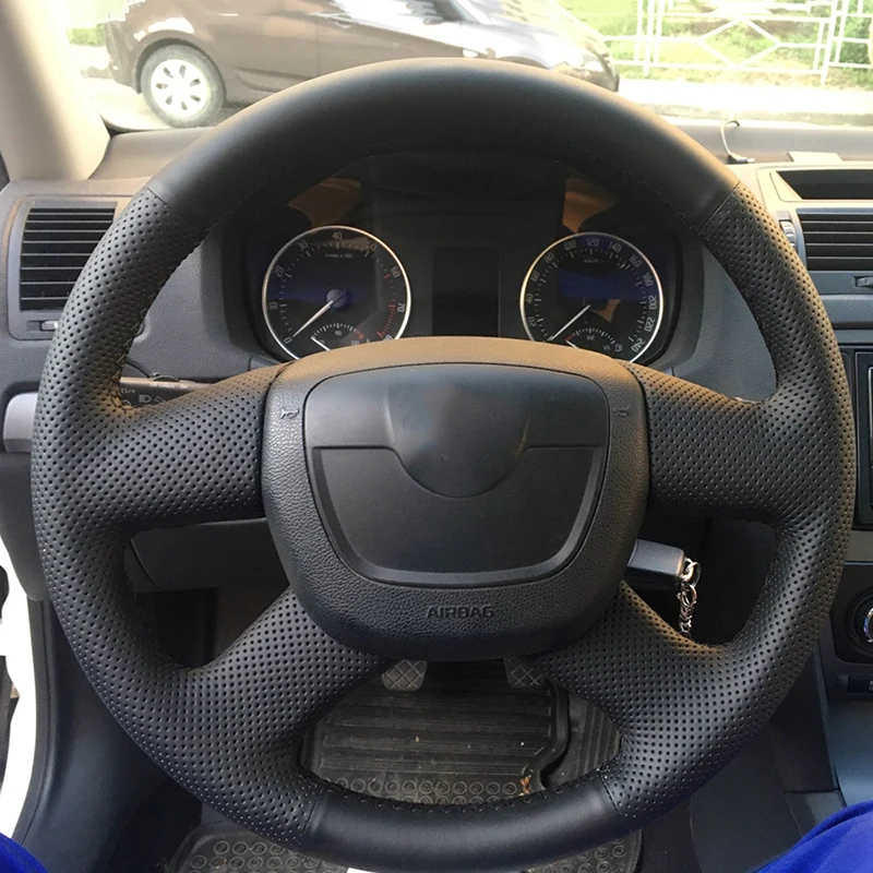 DIY Braiding Cover Car Steering Wheel Skoda Octavia Superb Fabia Skoda Octavia a5 Yeti Original Steering Wheel Braid steering wheel cover