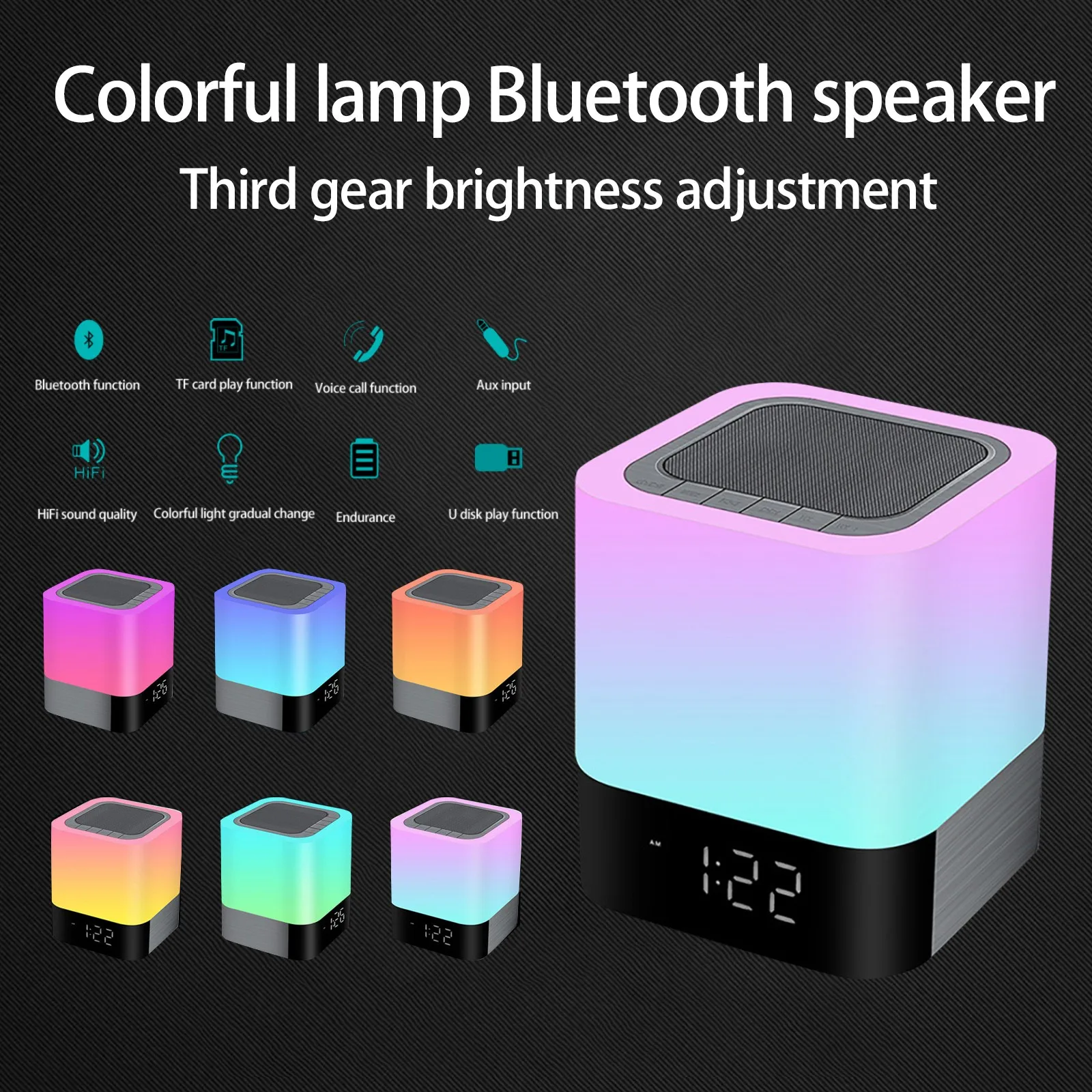 

Wireless Bluetooth Smart Phone Connection HD Sound Quality Speaker Colorful Light Multifunctional Electronic alarm clock jbl c5*