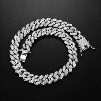 

14MM Boutique Hip Hop Necklace Men Gold Rhinestone Zircon Thick Cuban Chain Luxury Trend Rock Couple Women Jewelry Gift