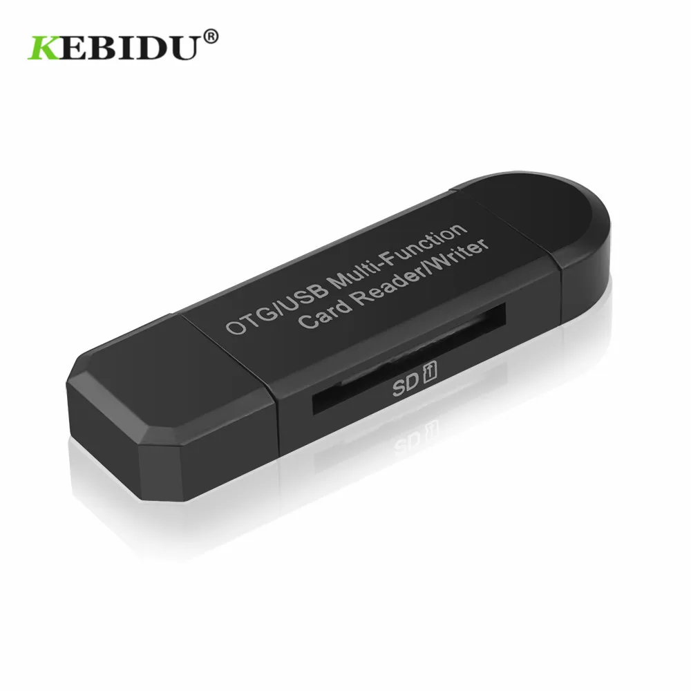 KEBIDU USB OTG кардридер Универсальный Micro USB OTG TF/SD кардридер телефонный удлинитель-переходник Micro USB OTG адаптер Черный