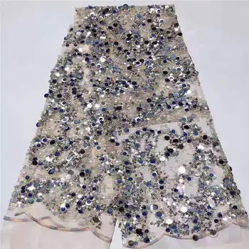 

Sequins Lace Fabric Latest African Lace Fabric High Quality Nigerian French Party lace fabric for tulle lace fabric 2651b