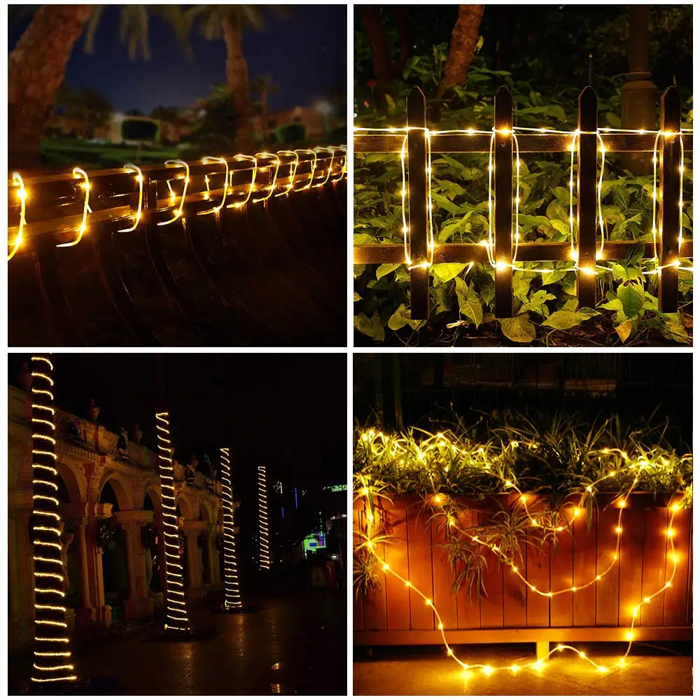 Солнечная приведенная в действие 10 м 100 светодиодный Веревка полосы света с зажимом для дома и сада Медный провод Фея свет шнура для вечерние, свадьбы, Рождества