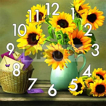 

Dpsupr 5D Diamond Painting Kit With Clock Mechanism Cross stitch Full Square Round Diamond Embroidery Flower Mosaic Home Hj06