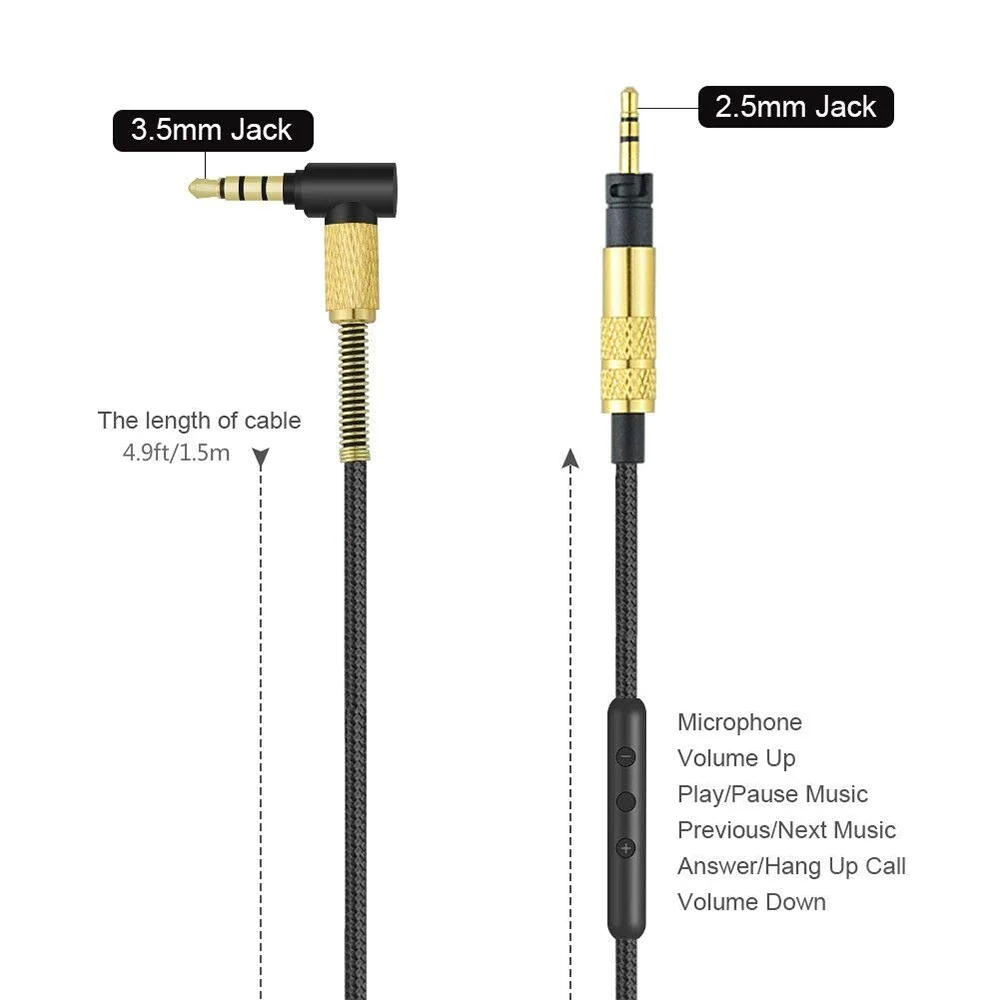 OFC Replacement Audio Cable Extension Cord Wire For Ultrasone Performance 820 840 860 880 Signature Pro DJ DXP Studio Headphones