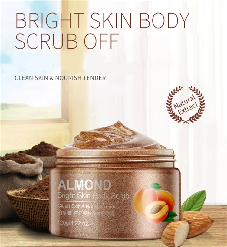 OEM cosmetic BIOAQUA beauty product skin care almond body scrub for exfoliator