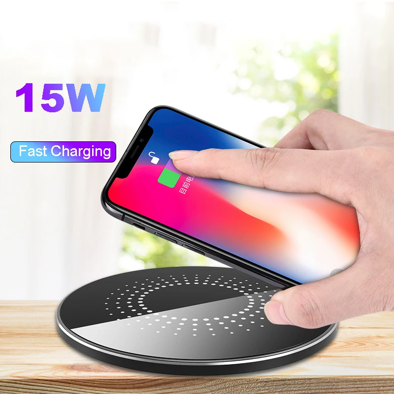 

Wireless Fast Charger QI 15W 10W For iPhone 11 Pro XS XR Samsung S10 S9 Phone Wireless Adapter Type-C USB Inductive Charging Pad