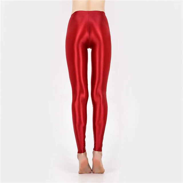 Leggings de cuero láser brillante para mujer, Color caramelo, metálico  plateado - AliExpress