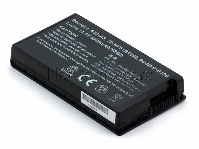 Аккумулятор A23-A8 A32-A8 A32-F80 для Asus A8 F8 L80 N80 N81 X80 X83 Z99 Series p/n: A8TL751 B991205 L3TP.B991205 |