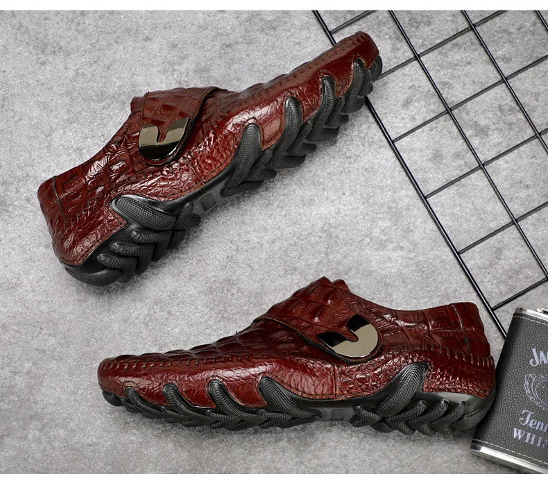 Men's Leather Casual Shoes Men Loafer Crocodile Genuine Leathers Moccasins Men Loafers Leather Casual Boat Shoes Octopus Sole (8)