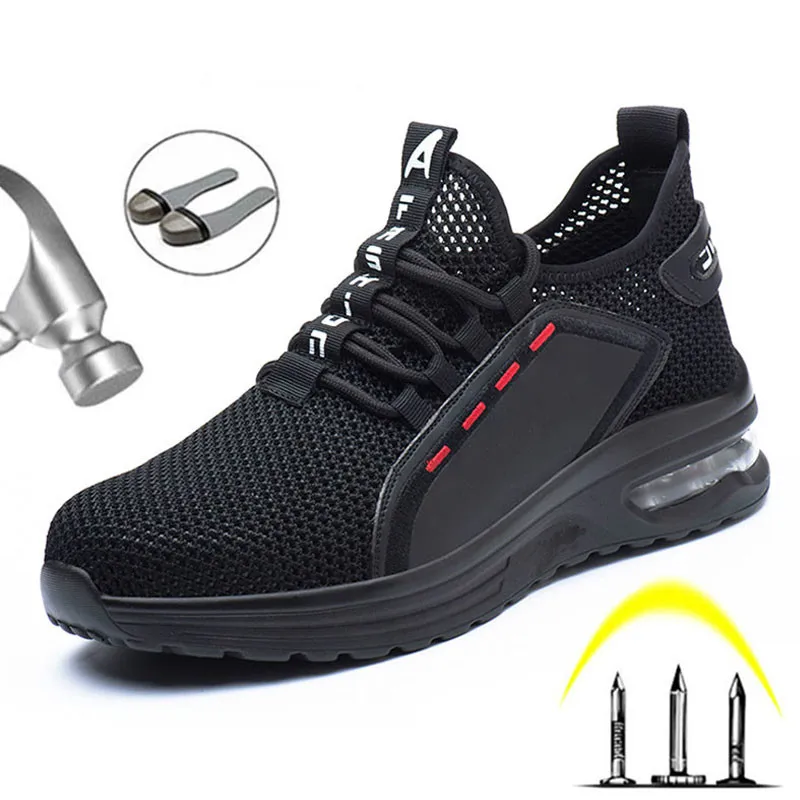 

Work Shoes Breathable Steel Toe Boots Lightweight Air-cushion Safety Work Shoes Anti-slippery For Men Women Work Sneaker
