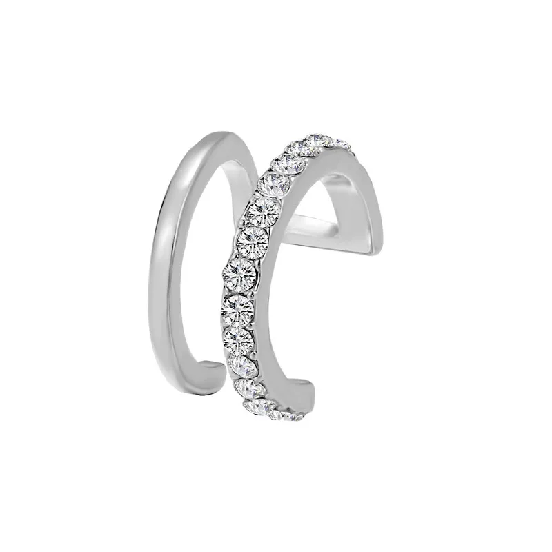 Ear Clip Earcuff Punk Crystal Metal for Women No Pierced C Shape
