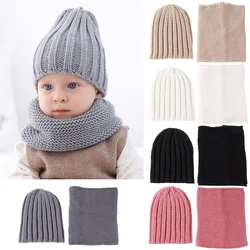 Lovely Cute Soft Baby Kids Boy Girl Yarn Knitted Winter Warm Beanie Cap Hat Scarf Spring Warm Neck Collar Kids Beanies Sets