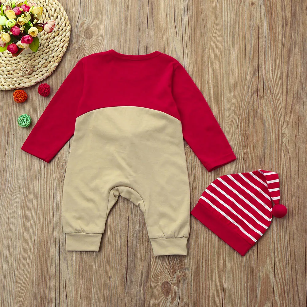 Baby Boy Newborn Clothes Romper Deer Christmas Boys Girls Clothes Jumpsuit+hat Set Outfits Long Sleeve Casual Romper Costume Top