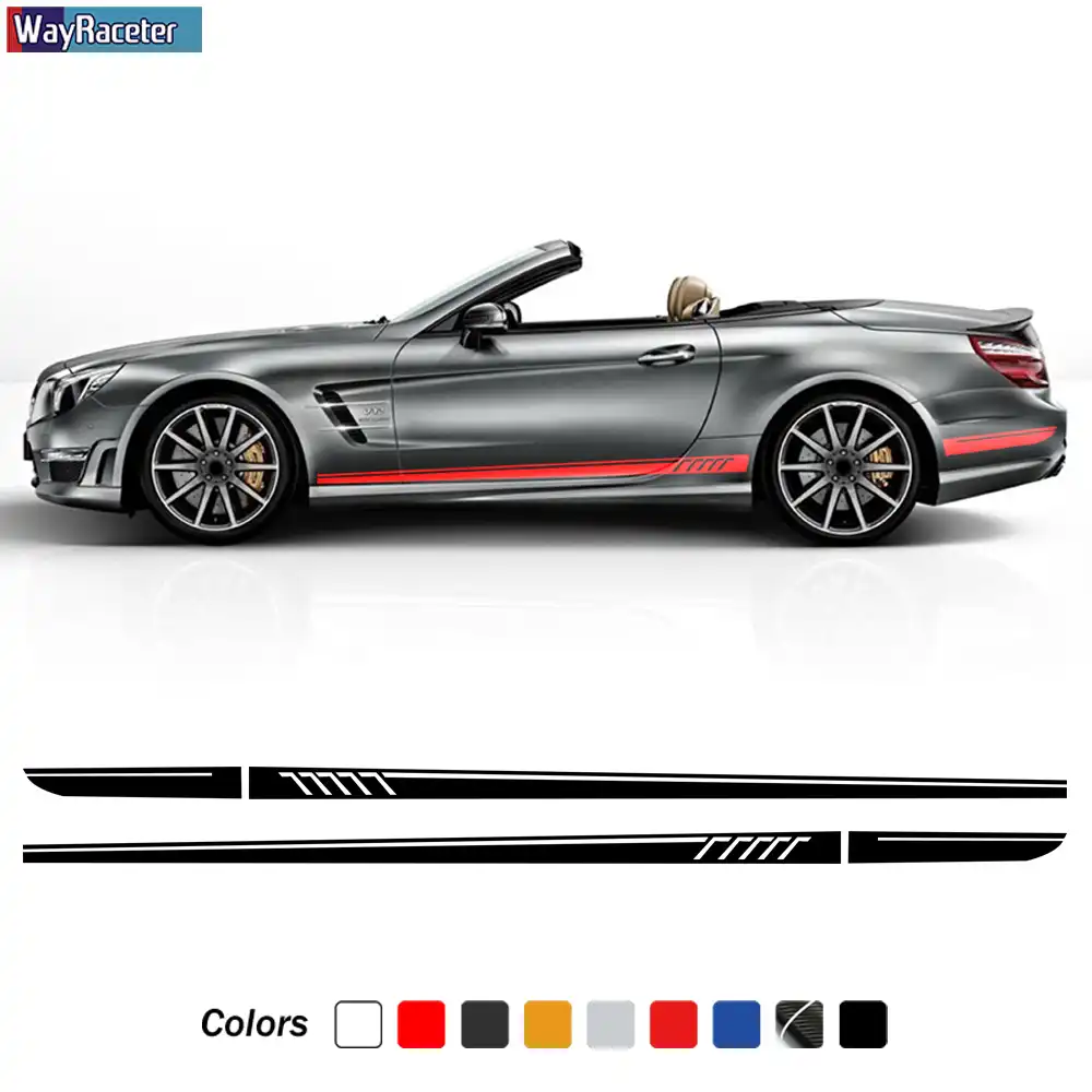 2 Pcs Car Door Side Stripes Skirt Sticker Vinyl Edition 1 Decal For Mercedes Benz Sl Class R230 R231 Sl500 Sl350 Amg Accessories Car Stickers Aliexpress
