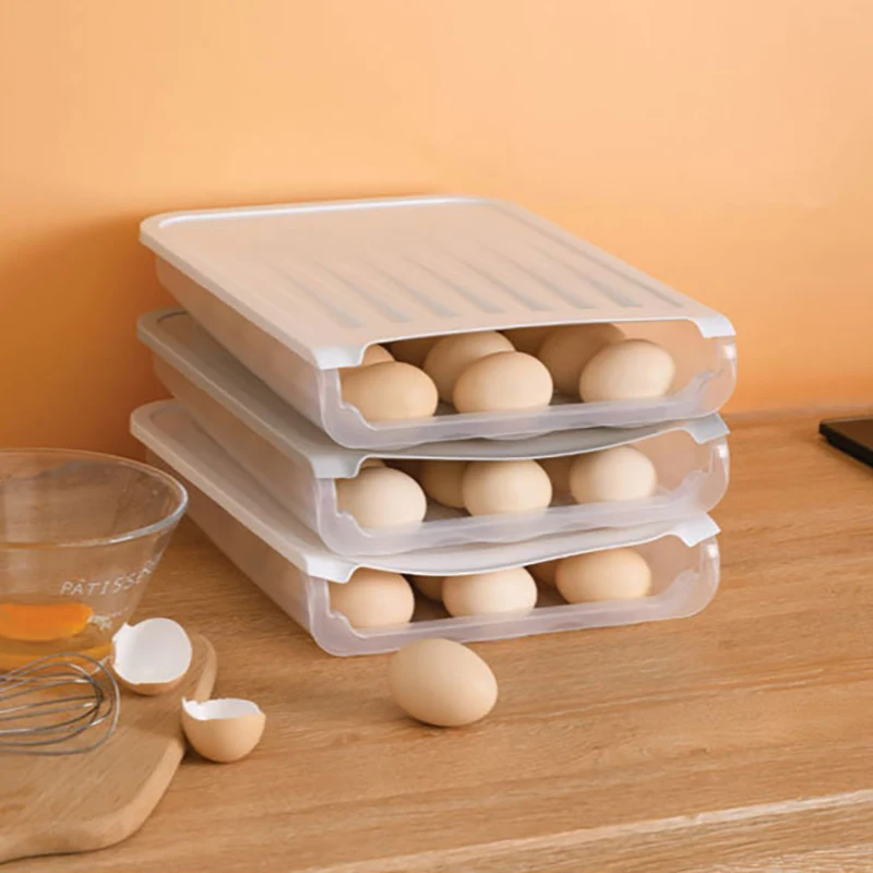 

Baffect Egg Tray Holder Transparent Egg Storage Box Refrigerator Crisper Food Storage Container With Slope Design Easy to Access