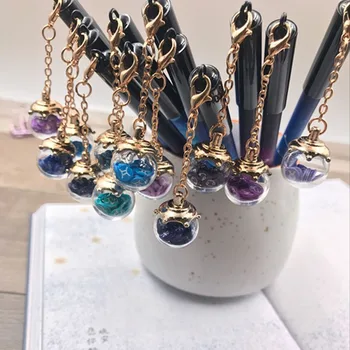 

1Pcs Novelty Gel Pen Twelve Zodiac Star Shard Wishing Bottle Pendant Black Ink Pen Stationery