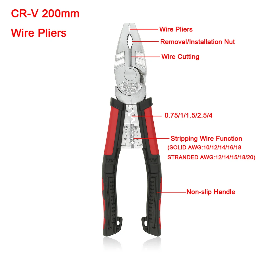 Kopen NEWACALOX 8 Multitool Draad Tang Lange Neus Tang Sieraden Maken Handgereedschap Kniptang Draad Stripper Krimptang voor thuis