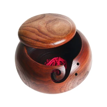 

Yarn Bowl Holder Wood Yarn Bowl Storage Non Slip Crochet Organizer Smooth Swirl Wool Sekin Knitting Project Needlework Accessory