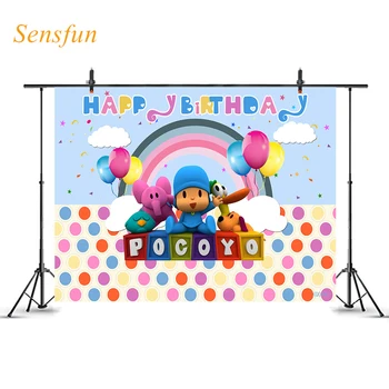 

LEVOO Cartoon Backdrop Pocoyo Birthday Animal Friends Polka Dots Photography Background Photo Backdrop Photo Studio Photozone