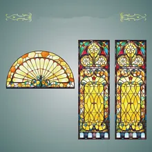 Пользовательские размеры водостойкие оконные пленки Горячая Европейская церковная стеклянное свадебное украшение статическая цепляющаяся фольга 40 см x 100 см