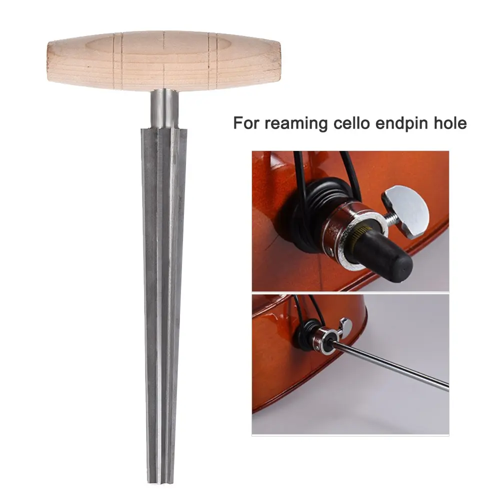 

ammoon Cello Endpin Hole Reamer Shave 1:17 Taper with Wood Handle Luthier Tool Cello Accessories