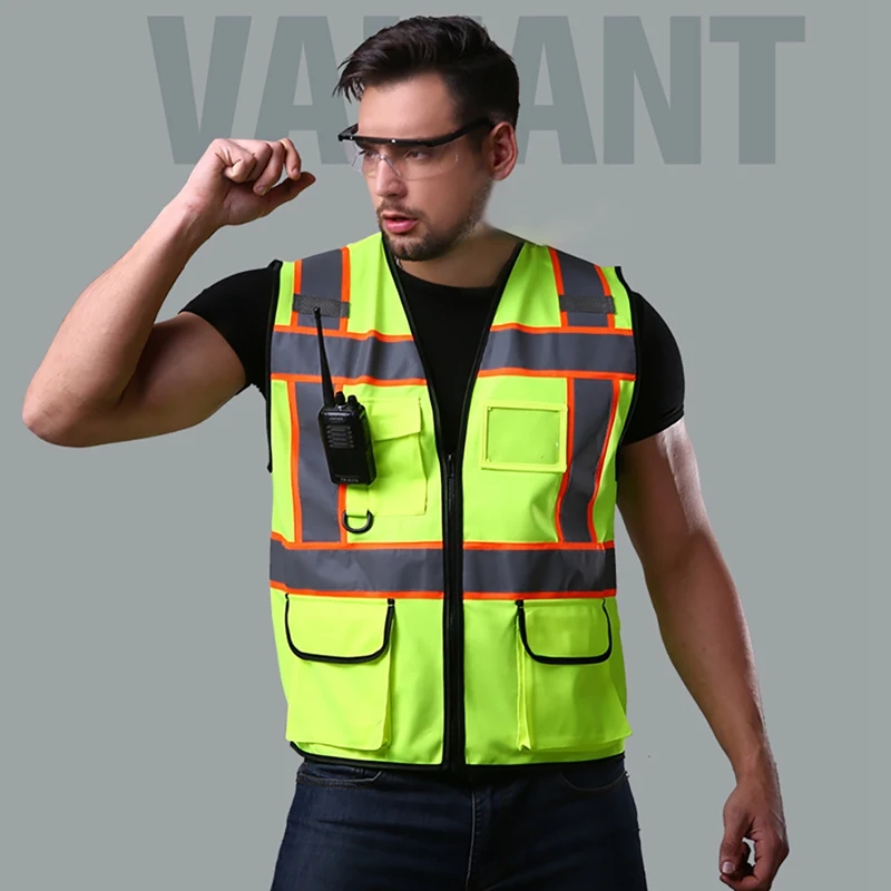 

Construction Site Outer Wear Reflective Vest High Visibility Multi Pocket Safety Gear Outdoor Protector Tank Top
