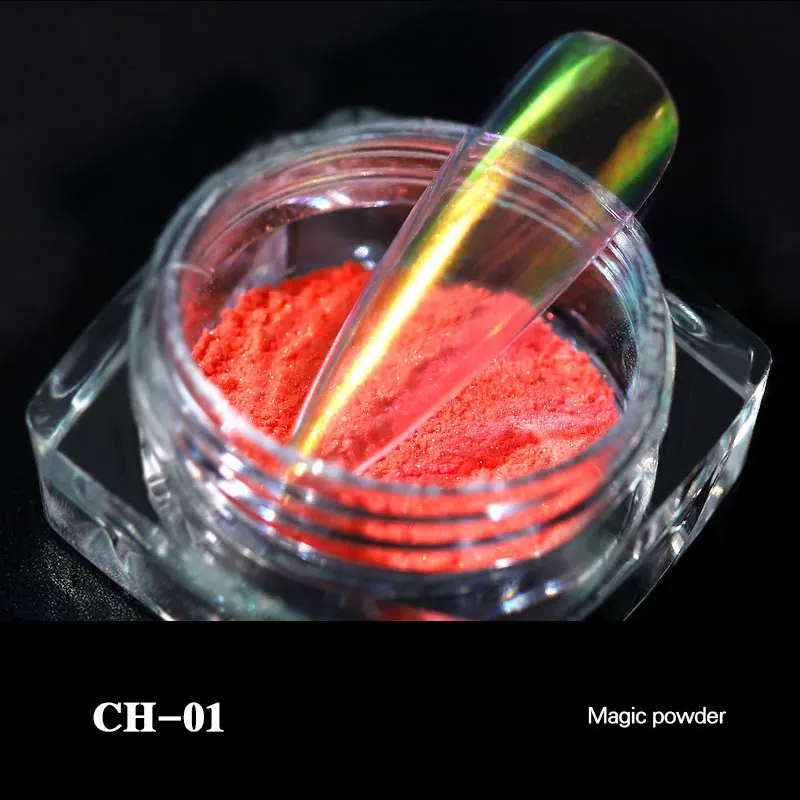 1 коробка Magic Aurora Rainbow Ice прозрачное зеркало эффект пудра-Глиттер для ногтей художественные украшения Полировка дизайн хром пигмент пыль - Цвет: CH-01