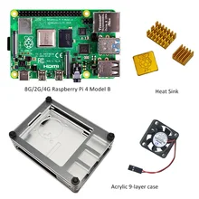 Ahududu Pi 4 model B başlangıç kiti-8GB/2GB/4GB RAM ile Pi 4 B yeni 9 katmanlar durumda ile fan ve ısı emici soğutma kiti