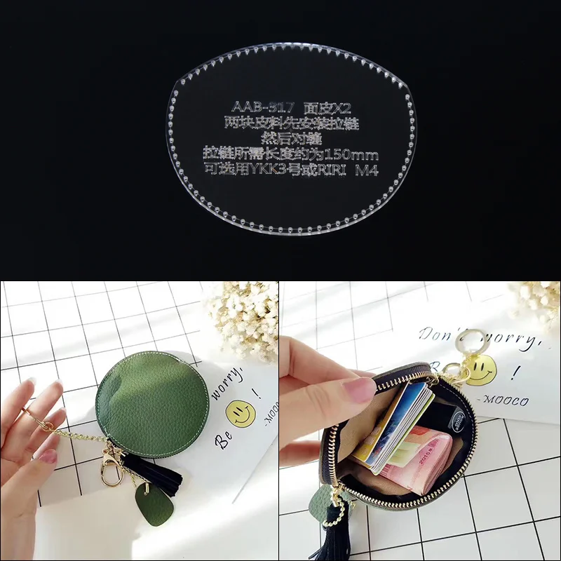 

1psc DIY Acrylic Template Leather Craft Coin Purse Type Small Bag Pattern Stencil Durable Tool for Leather Handcrafts Lovers