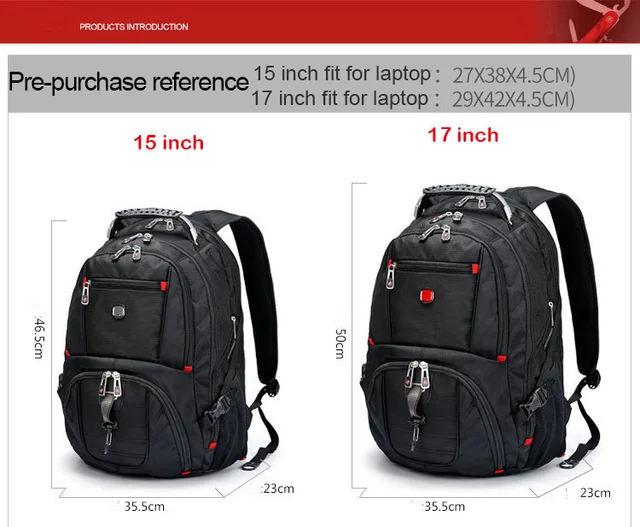 Sac à dos suisse multifonctionnel résistant à l'eau pour ordinateur portable  17.3 pouces, sac d'école Super Durable avec Port de chargement USB, mis à  jour