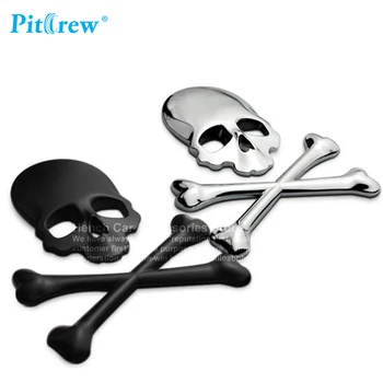 

7.5X8.5CM Car Motorcycle Sticker 3D Skull Metal Skeleton Crossbones Label Skull Emblem Badge car styling Stickers Accessories