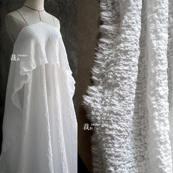 

Cotton reef high-grade white texture shirt 3D solid color literary clothing designer fabrics for patchwork