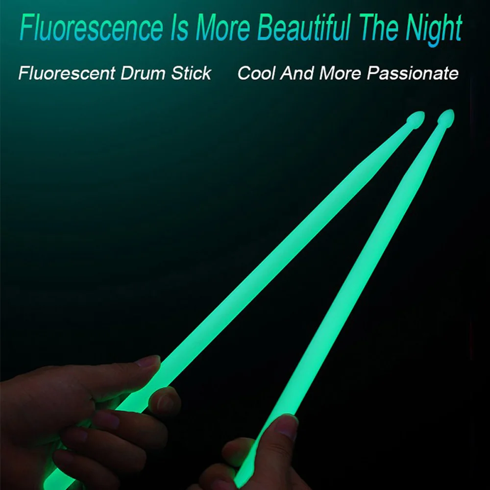 1 Pair Noctilucent Drumstick Glow In The Dark Stage Performance Luminous Drumsticks 4 Colors Optional for Percussion Instruments