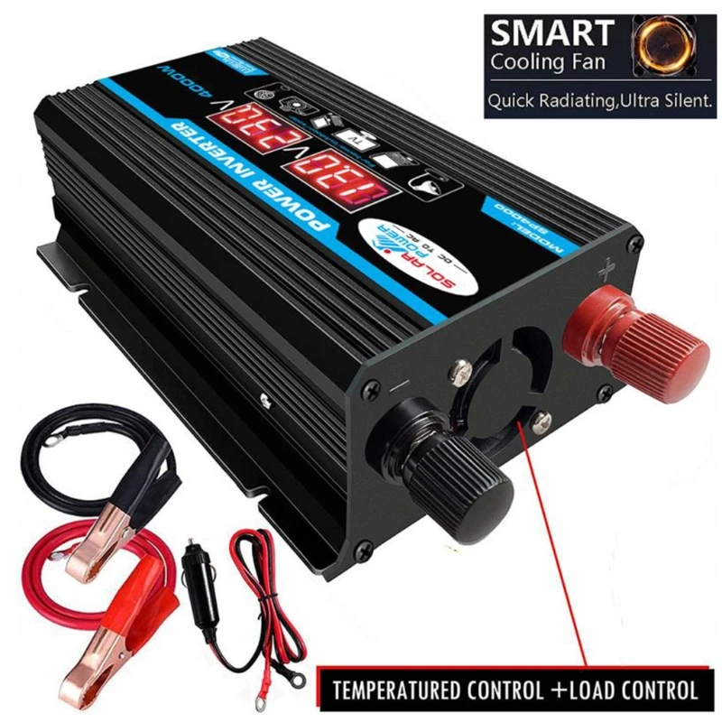 Power Inverter Car Converter Inverter Car Inverter Vehicle Inverter Car Power Converter 4000W DC 12V to AC 220/110V Power Inverter Volts Converter Dual USB Car Inverter with Dual USB Charging Ports