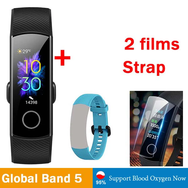 G band5 n 2f n s-blu Умный Браслет huawei Honor Band 5, 0,95 дюймов, трекер, умный OLED, для плавания, водонепроницаемый, Bluetooth, фитнес-трекер, сенсорный экран - Цвет: G band5 n 2f n s-blu