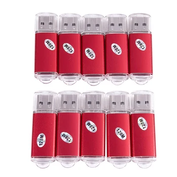 

10pcs USB Flash Drive 128 MB Key Chain Flash Memory Drive U-Disk for Win 8 PC Gift, Red
