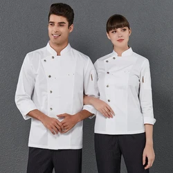 New Men Women Long Sleeve Master Chef Uniform Shirt Restaurant Catering Bakery Kitchen Jacket Cooking Cook Coat Barber Workwear