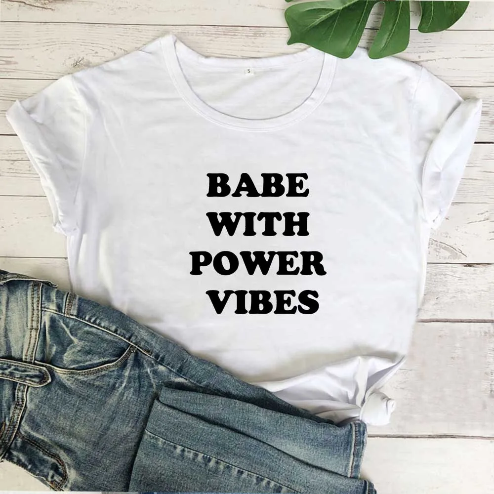 Забавная футболка Baba with Power Vibes женские топы белая хлопковая Женская Повседневная