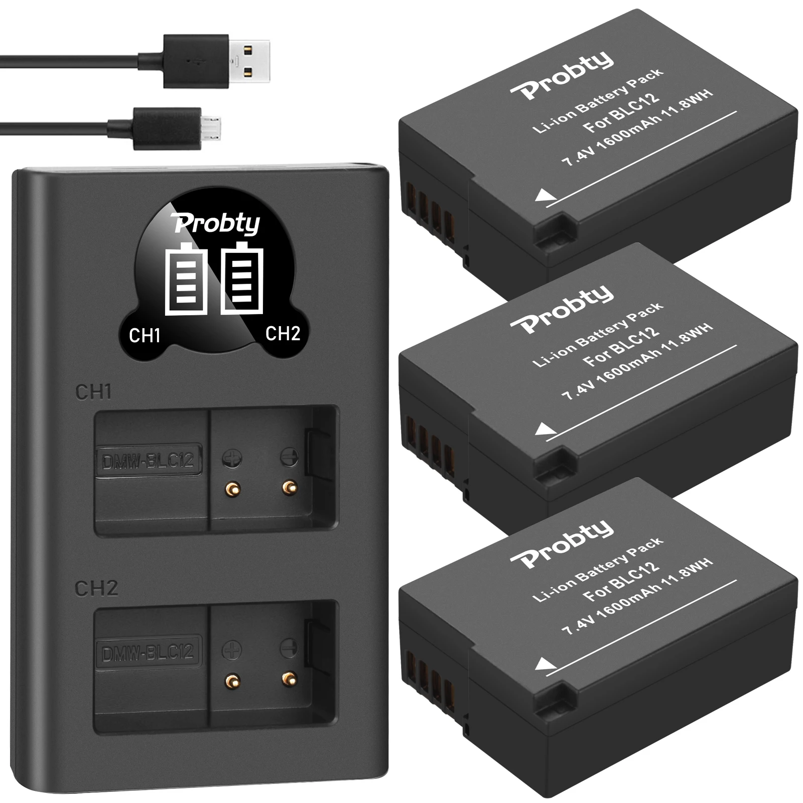 

DMW-BLC12 BLC12 DMW-BLC12E DMW-BLC12PP аккумулятор + двойное зарядное устройство для Panasonic Lumix DMC-G85,FZ200,FZ1000,G5,G6,G7,GH2,GX8