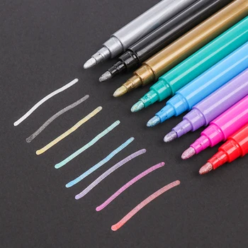 

8 Colors Non-toxic Glitter Wine Marker For Office Events Metallic Glass Pens For DIY Wine Your Cup Or Glass Bottle Mark