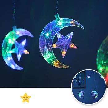 

138 LED Star Moon Curtain Stringlights Decorations for Wedding Party Home Garden Bedroom ALI88
