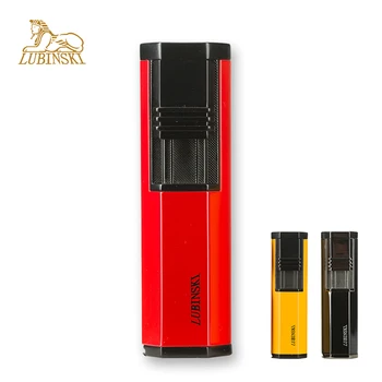 

LUBINSKI Metal 2 Torch Jet Blue Flame Refillable Tobacco Lighter Cigarette Cigar Lighter for With Punch For Smoking Tool