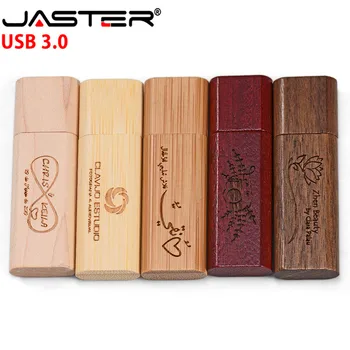 

JASTER USB 3.0 creative laser engravin wooden flash drive 4GB/8GB/16GB/32GB/64GB pendrive (free custom logo) laser engraving