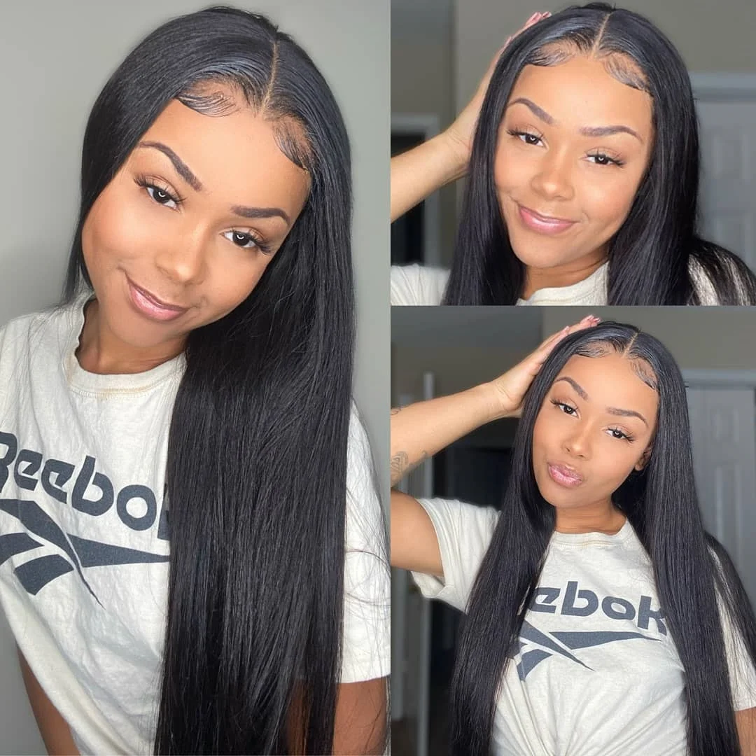 Brazilian Hair Human Hair Bundles with Closure Bone Straight 5x5 Lace Closure Weave Bundles With Human Extension