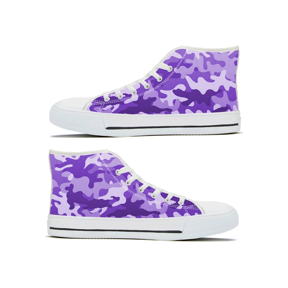

ELVISWORDS Camouflage Vulcanized Shoes Men Trendy Outdoor High Top Sneakers White Sole Breathable Canvas Lace-Up Shoes For Boys