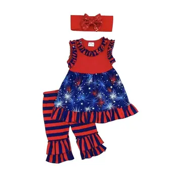 

Summer ruffle baby girl boutique bargain two pieces kids clothing outfit