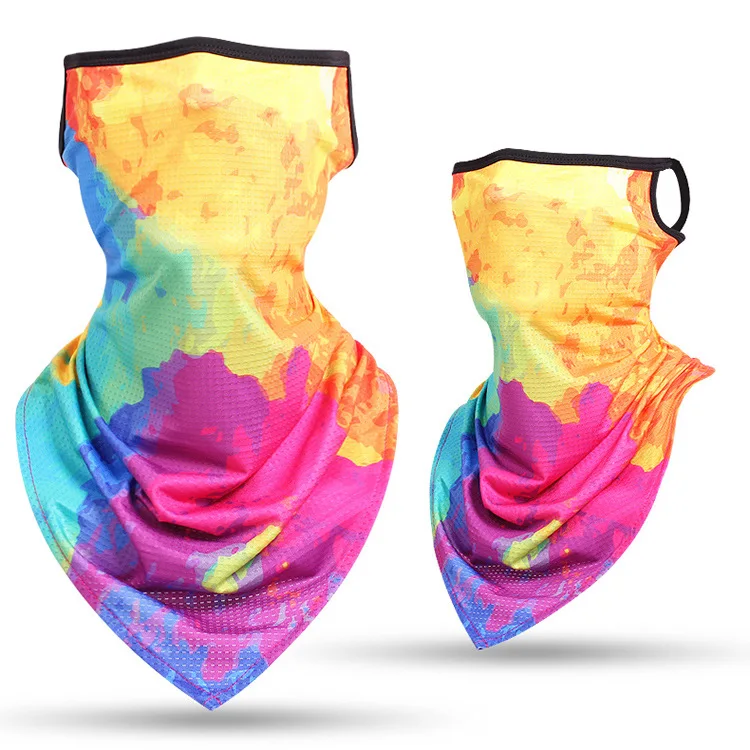 Printed UV Sun Protection Triangle Bandana Breathable Half Face Mask Scarf Neck Cover Summer Outdoor Cycling Fishing Headband head wraps for men Scarves